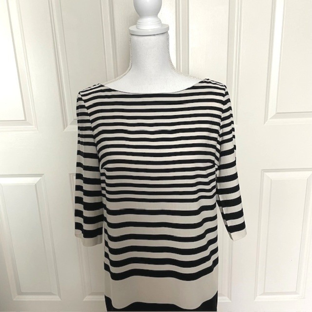 Zara Basic Size Small Black & White Striped Shift… - image 2