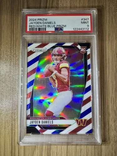 2024 Panini Prizm Rookies Jayden Daniels #347 Red White Blue Prizm (RC) PSA 9
