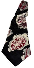 Viaggio VTG Red Black White Abstract Floral 3.5 Width Tie Made In USA