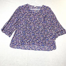 J.Jill Tunic Blouse Women's Petite XL Dixie Floral Lightweight Flowy Casual Fall
