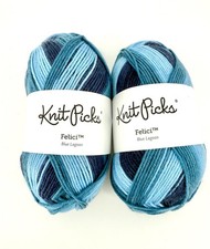Knit Picks Blue Lagoon- 2 Skeins Fingering Weight Sock Yarn Superwash Wool Nylon