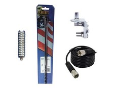 Aries 10819 4' 500 Watt CB Antenna BLACK ,9' COAX,MIRROR MOUNT, HD SPRING