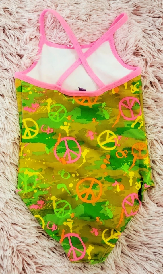 Traje de baño quirúrgico de una pieza verde camuflado con signos de paz para niñas talla XS (4/5) Foto 2 de 4