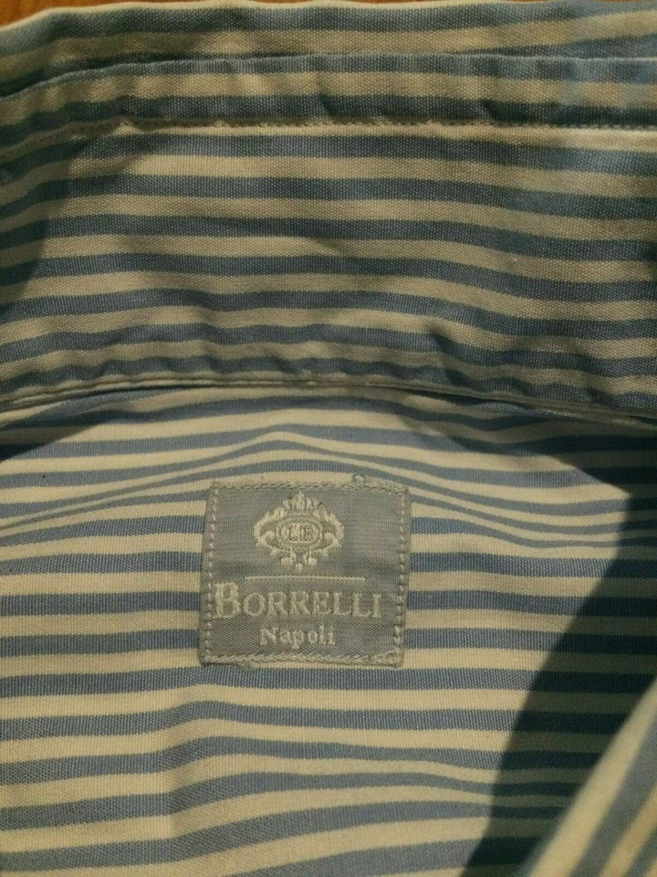 Luigi Borrelli Napoli Shirt Size 8 USA Striped Long Sleeve Dress Shirt Italy - Image 2 of 4