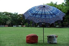 Indian Peacock Mandala Garden Parasol Umbrellas Cotton Outdoor Sunshade Parasol