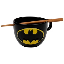 DC Batman Bat Symbol Ramen Bowl with Chopsticks Multi-Color