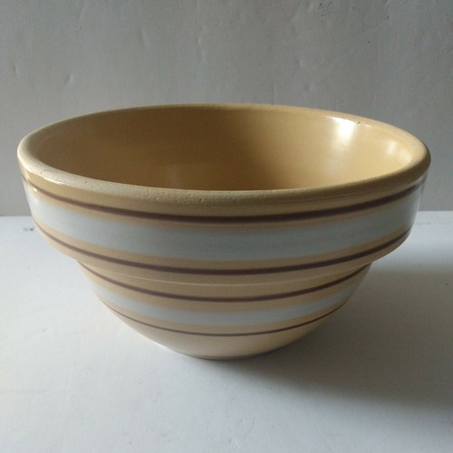 Over and Back Yellow Ware 6" Striped Stackable Yellow & Tan Stripes