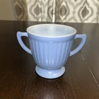 Macbeth Evans Petalware Blue & White Footed Open Sugar Bowl Depression Glass