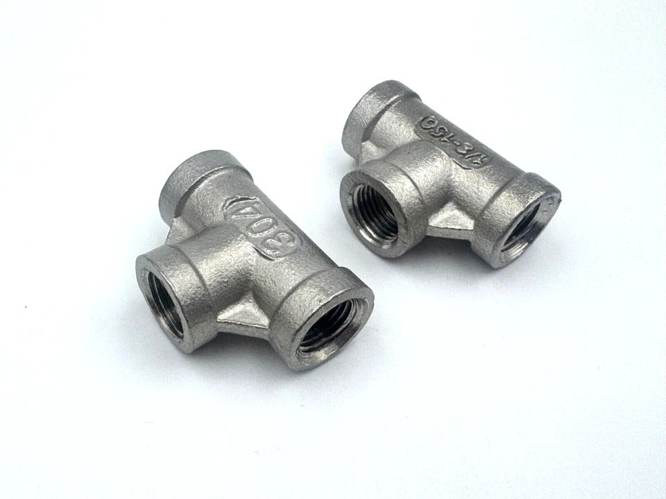 2 PACK STAINLESS STEEL TEE 1/8" NPT PIPE FITTING SP114 Class 150 - Image 2 of 4