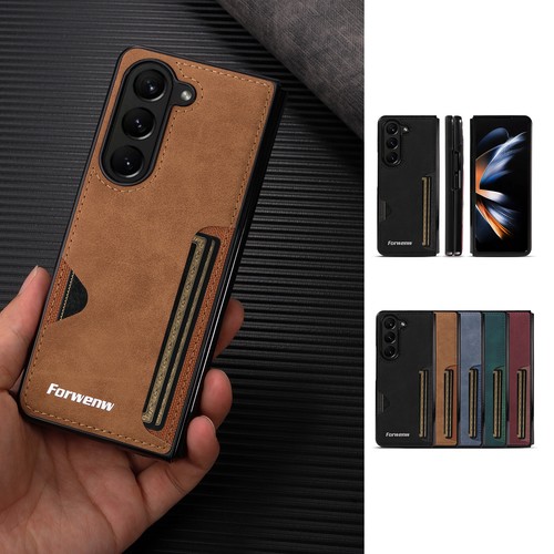 Hot For Samsung Galaxy Z Fold 6 5 4 3 Green PU Leather Card Slots Wallet Case