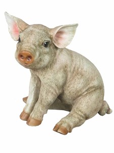 Assise Bebe Cochon Ornement Figurine Porcelet Farm Animal Mignon Vie Comme Realiste Ebay