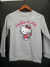 Hello Kitty Girls Gray Sweatshirt Sanrio Crewneck Size M Flowers