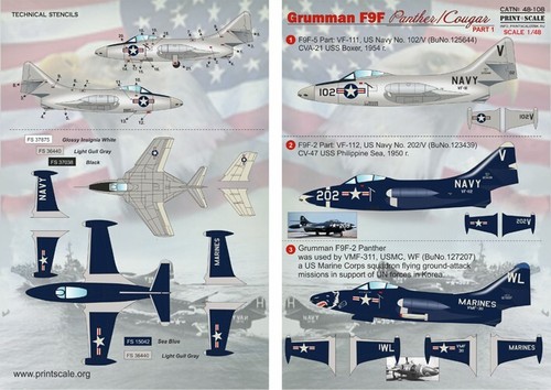 Decal for Airplane 1:48 Grumman F9f Panther Part-1 Aircraft Print Scale 48-108 - Picture 12 of 24