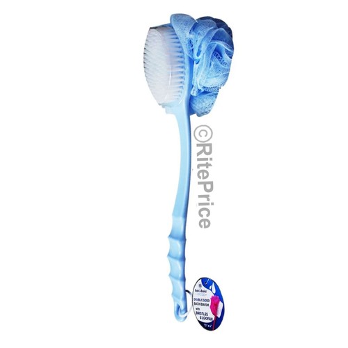Bath Body Brush Soft Bristles & Loofah (2 Pack) Back Scrubber Plastic Handle-New - Picture 4 of 8