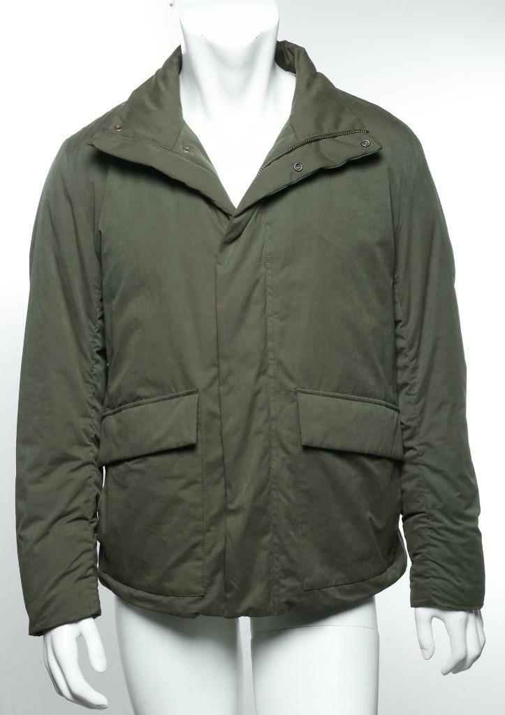 VINCE Mens Olive Green Bomber Puffer Down+Feather Jac… Gem