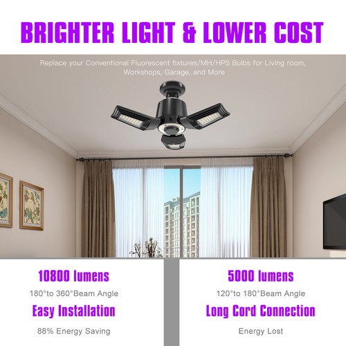 125Watt LED Deformable Garage Light Basement Workshop Home Use Super Bright Lamp - Picture 3 of 7