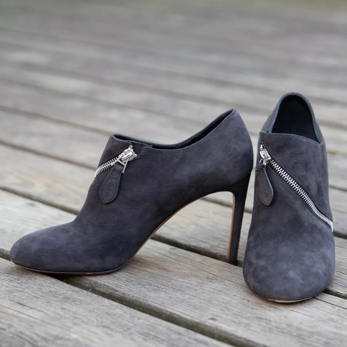Grey stiletto booties sale