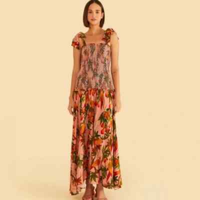 NEW Farm Rio Mango Trees Smocked Bodice Dress size S #D6750