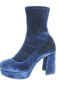 navy velvet block heels