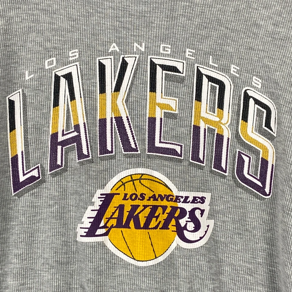 Los Angeles Lakers Mens Shirt XL Gray Basketball NBA Logo Thermal Knit - Image 2 of 4