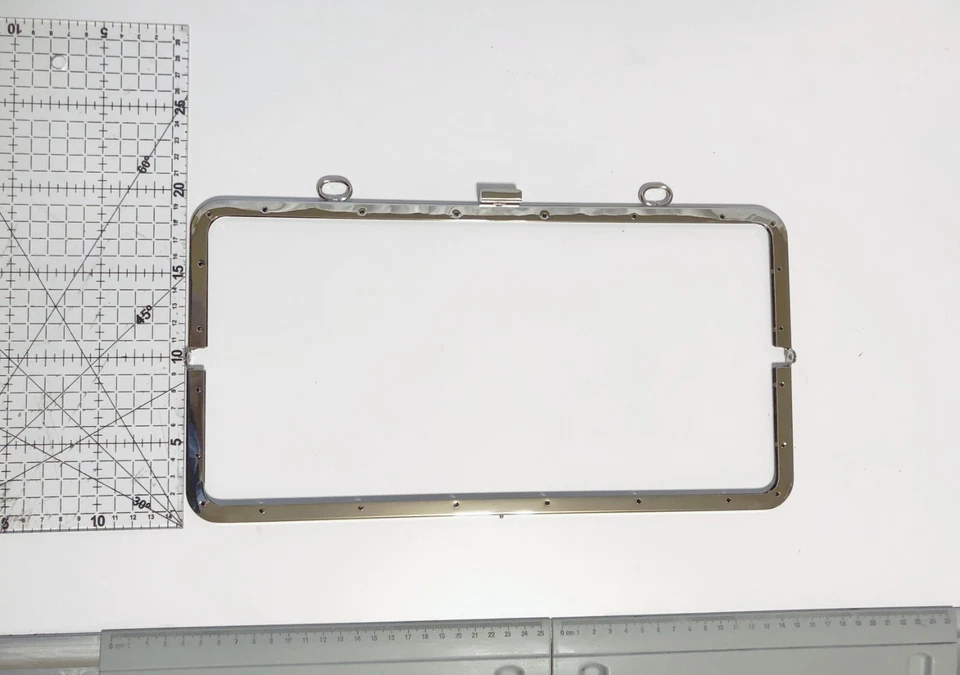 15"(38cm) Gran Tamaño Cierre de Metal Beso Bloqueo Monedero Marco con PATRÓN GRATIS Plateado 1PC Foto 4 de 4