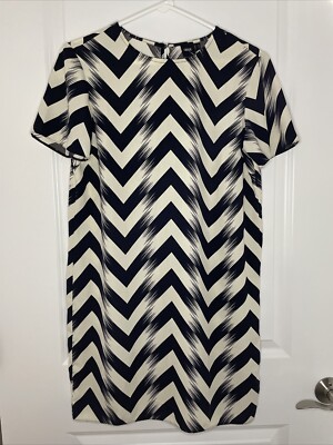 ASOS Black Cream Chevron Dress Mini Shift Size US 6 | eBay
