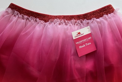 NWT Girl’s Celebrate! Valentine’s Day Red Pink Mesh Tutu Skirt Tulle Glitter 5T - Picture 4 of 6