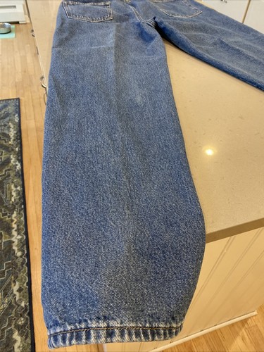 LL Bean Flannel Lined Denim Blue Jeans Comfort Waist Stretch Men's Size 36x34 - Picture 6 of 7
