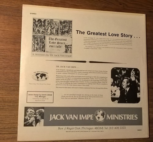 Greatest Love Story Ever Told LP Jack Van Impe Evangelism Christian Religion NEW - Picture 2 of 5