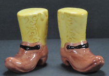 Vintage Retro Texas Style Cowboy Boots Ceramic Salt Pepper Shakers 3.5" Tall