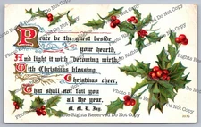 Antique Postcard 1910 Christmas cheer saying by M.M.L. Jay. holly 