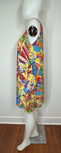 VTG 90s Beach Dress SZ L Rayon Colorful Summer Pool Resort FIT M (FLAWS - Picture 7 of 17