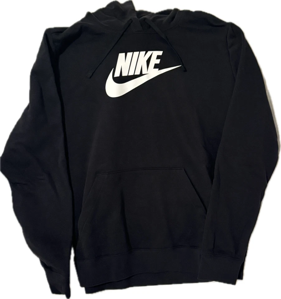 Nike Club Polar Pullover Sudadera con Capucha Negro/Blanco Mujeres Hombres Unisex Talla XL NUEVO Foto 3 de 4