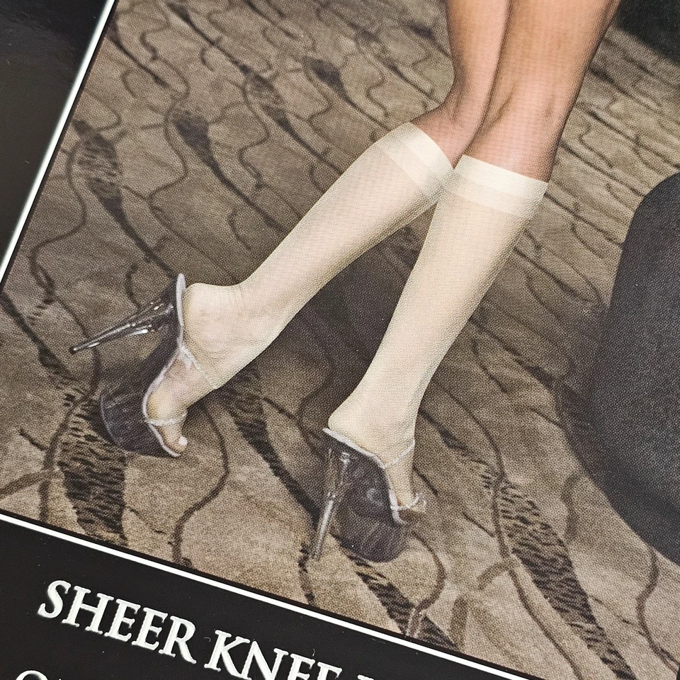 Calcetines de nailon hasta la rodilla blancos transparentes de lencería Hustler, talla única Foto 3 de 4