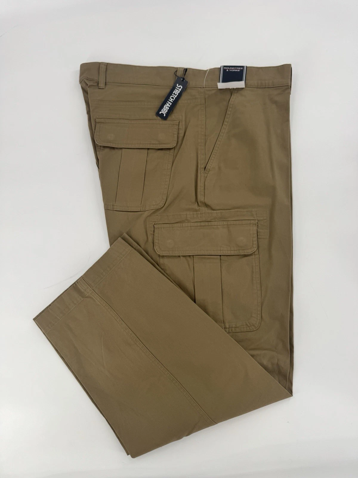 ROUNDTREE&YORKE CLASSIC FIT STRETCH DARK STONE CARGO PANTS MENS SIZE 42X32 NWT