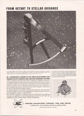 AC Spark Plug General Motors Vintage Magazine Ad Project Apollo Space 1963