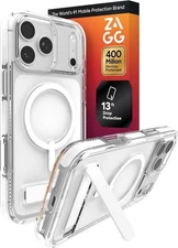 ZAGG Santa Cruz Snap Case with Kickstand for iPhone 17 Pro Max - Clear/White
