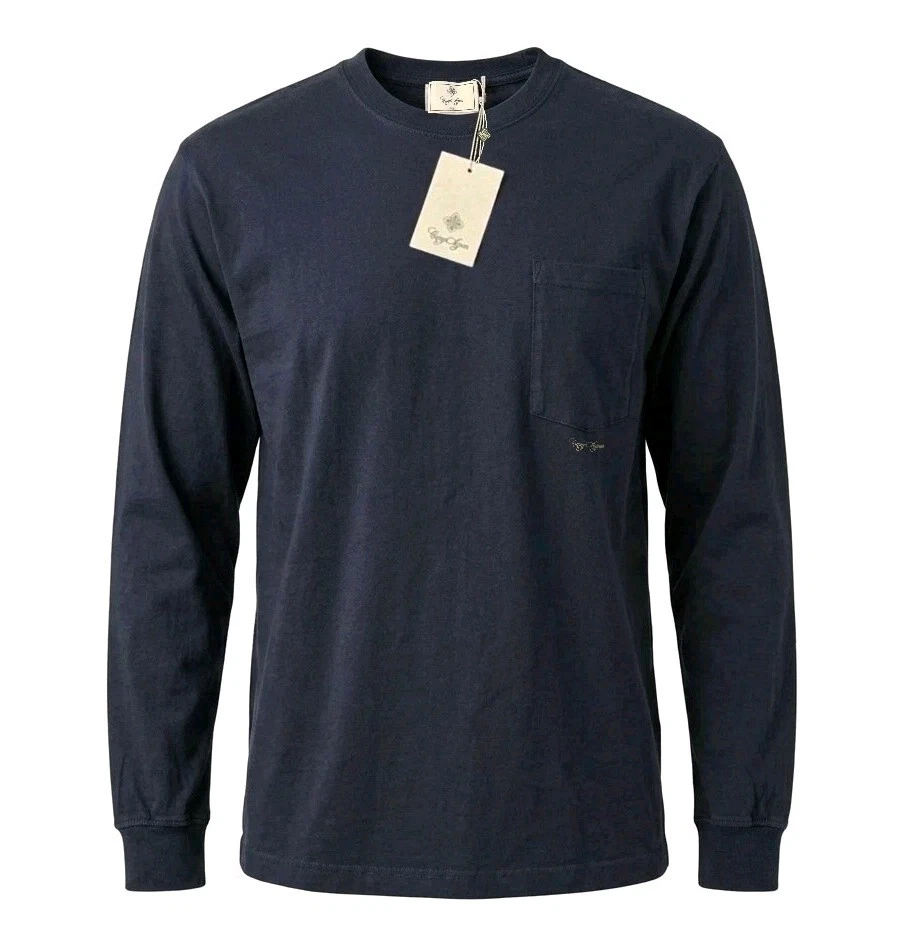 Camp Aspen Premium Cotton Shirt Men's Large Pocket Tshirt Navy Blue Long Sleeve