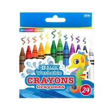 BAZIC 24 Color Washable Premium Crayons, pack of 24
