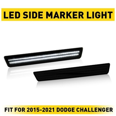Bumper Rear LED White Side Marker Lights Smoked For 45434 Dodge Challenger