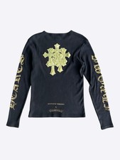 Chrome Hearts Black Yellow Cross Patch Thermal Longsleeve T-Shirt