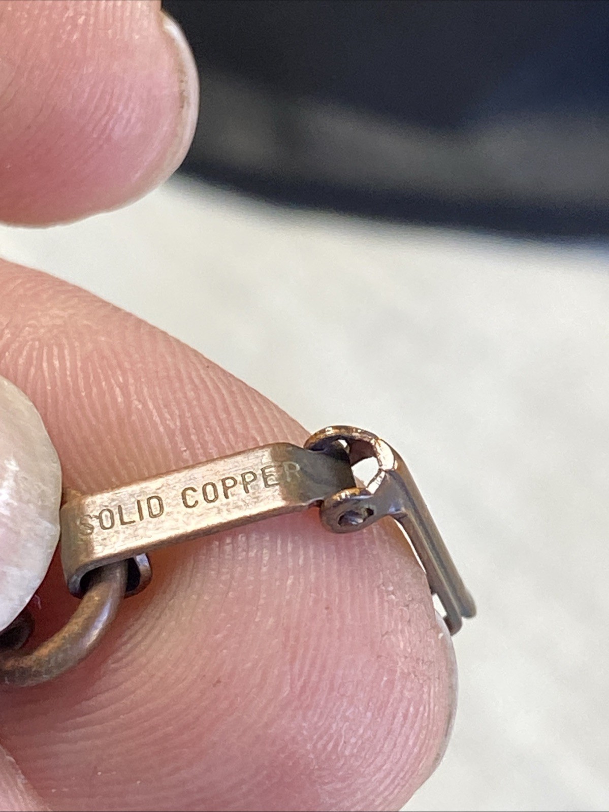 Vintage Solid Copper Two Tone Diamond Shaped Link… - image 7