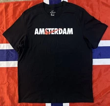 Nike Amsterdam Swoosh Graphic Tee Black Men’s XXL Tourist City Shirt Rare Travel