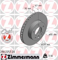 2X Bremsscheibe Zimmermann 290.2257.20 2 Bremsscheiben Vorderachse Vorne