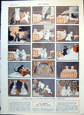 Antique Old Print Story Cats Stockings Christmas Greedy Children Pigs 1913 20th