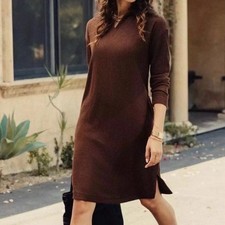Women’s XXL Ribbed Sweater Dress Brown Long Sleeve XXL Fall “Recycled Plastic”
