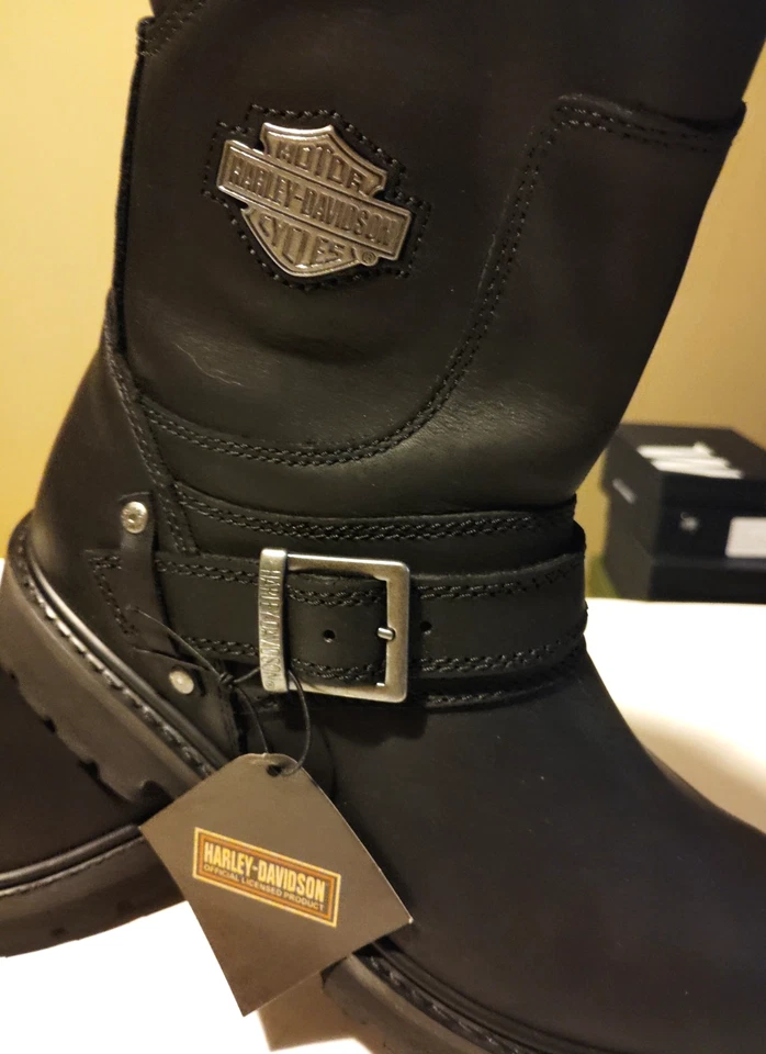 NEW Harley Davidson Mens 8M Booker Black Leather Motorcycle Riding Boots D95194 - Image 2 of 4