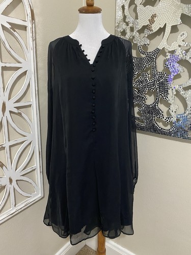 Grande robe de soirée noire doublée ballon transparent manches longues neuve avec étiquette 378 $ JOIE
