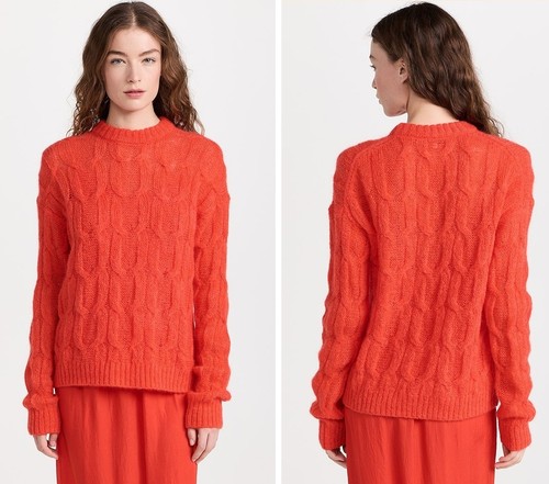 NWT Tibi $525 Soft Mohair Cable Crew Neck Easy Pullover Sweater; S