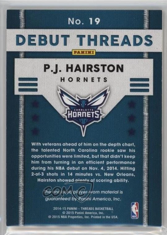 2014-15 Panini Threads Debut Threads Prime /25 PJ Hairston #19 Rookie RC - Image 2 of 2